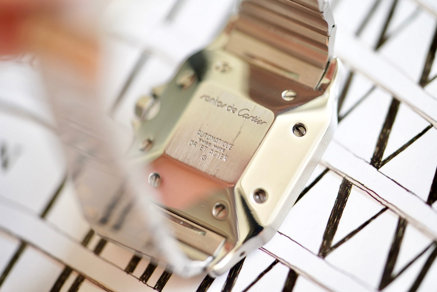 (2961) Cartier Santos Carrée Large 29mm Ivory/White Dial