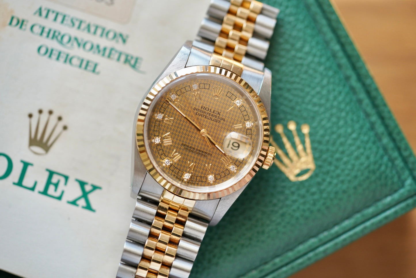 (16233) 1989 Rolex Datejust 36mm Diamond Dial ‘Houndstooth’