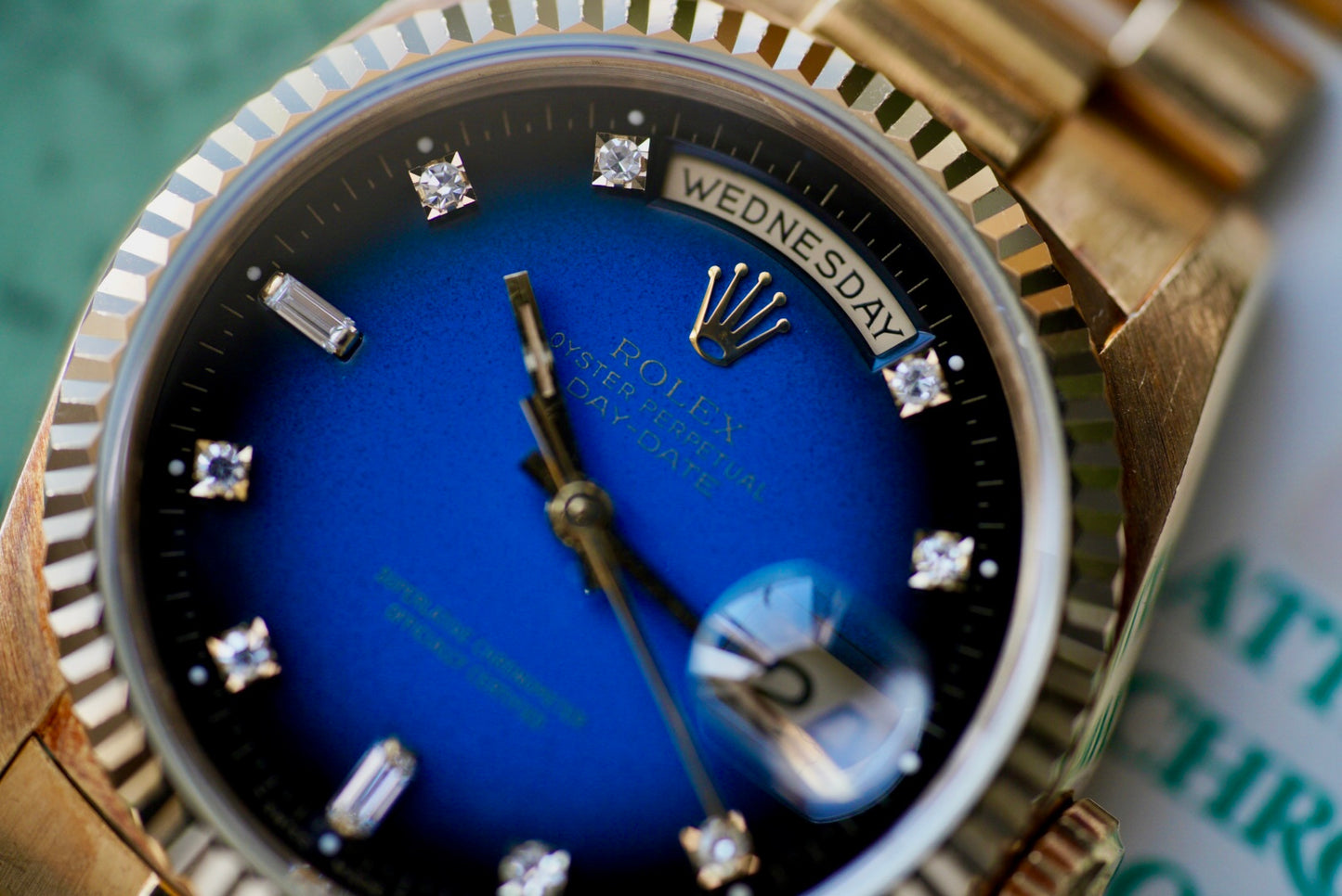 (18238) 1991 Rolex Day-Date “Blue Vignette”