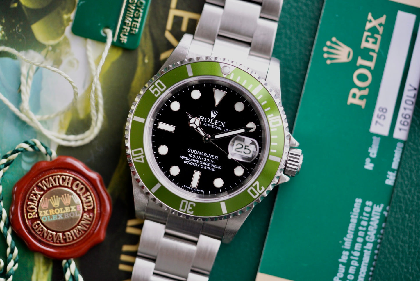 (16610LV) 2007 Rolex Submariner Date “Kermit” B3 Lime Bezel