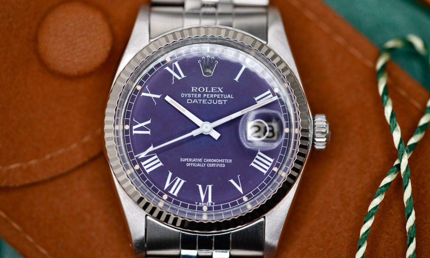 (16014) 1977 Rolex Datejust 'Purple Buckley' Dial 36mm
