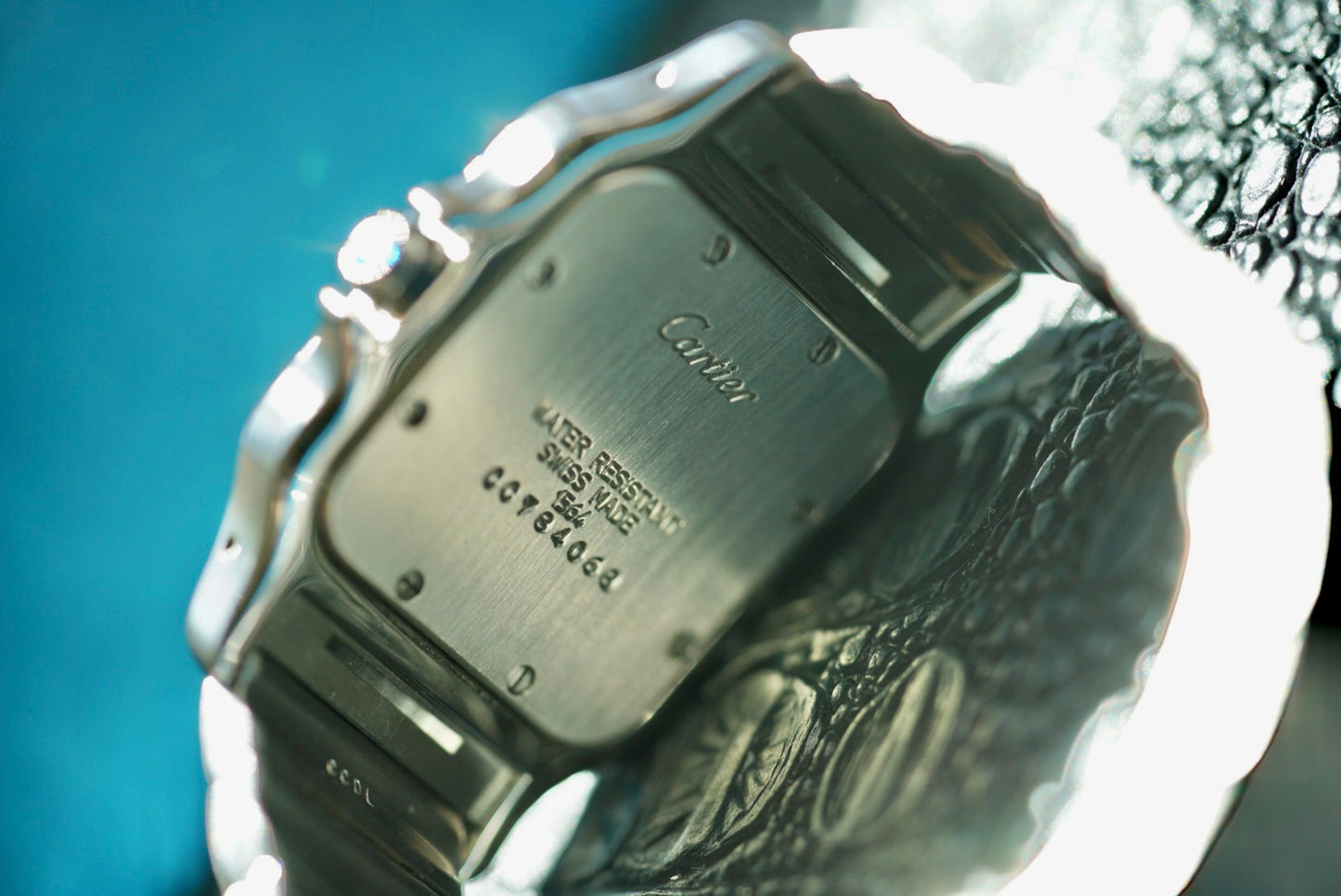 (1564) Cartier Santos Galbée Cream Dial Blue Roman Numerals