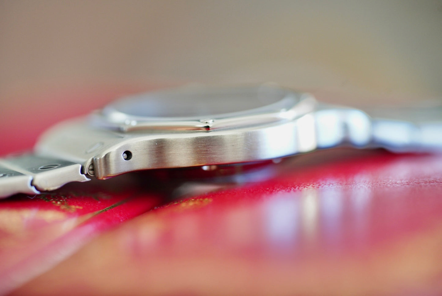 (2965) Cartier Santos Octagon 30mm Burgundy Dial Automatic