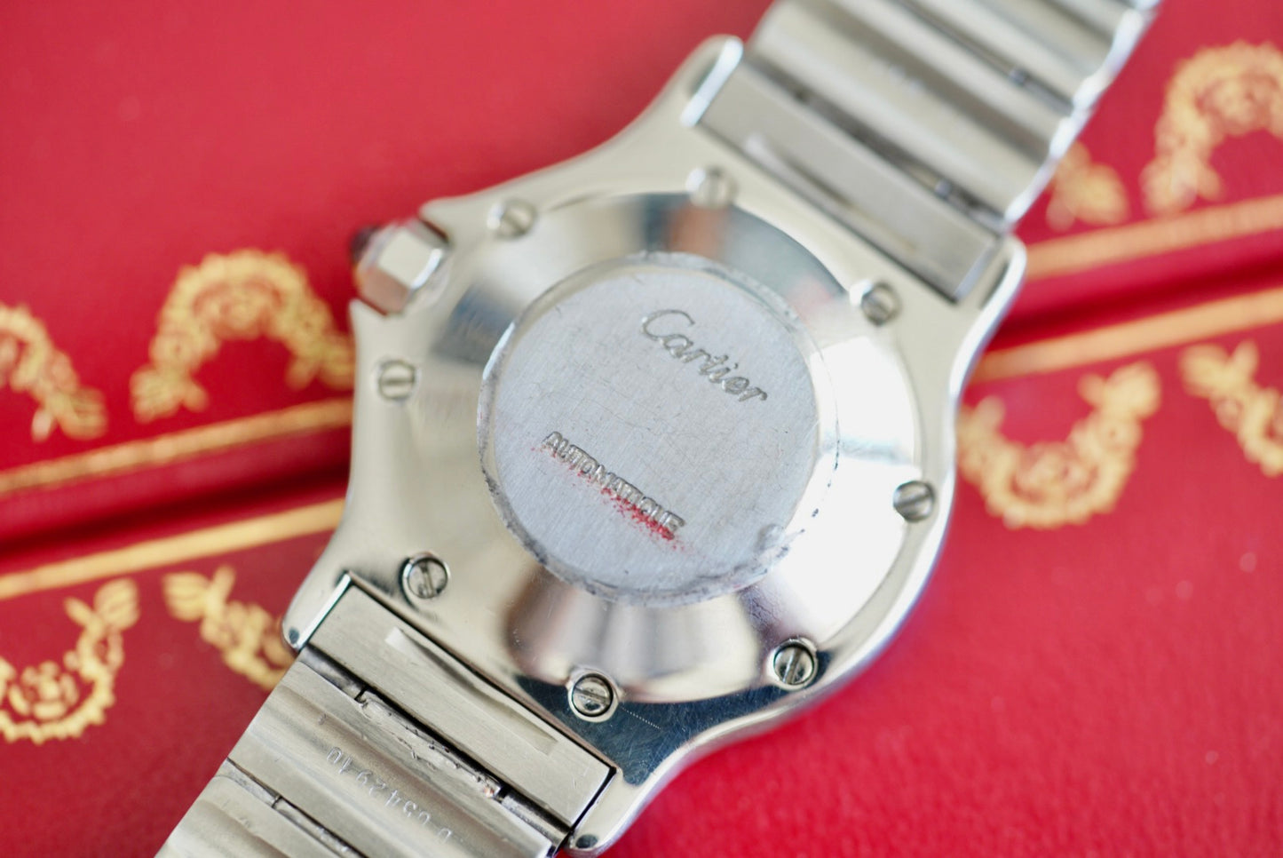 (2965) Cartier Santos Octagon 30mm Burgundy Dial Automatic