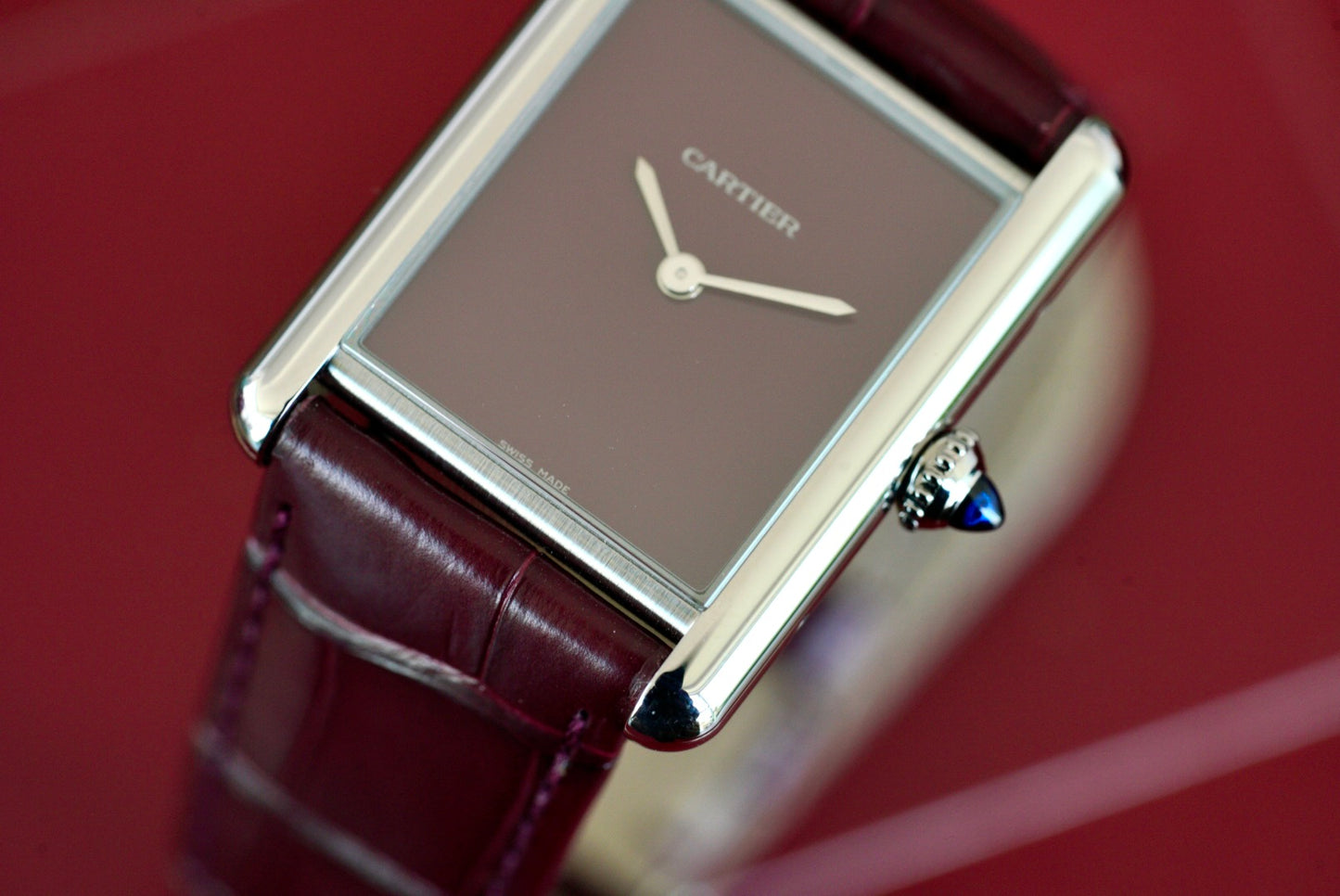 (WSTA0054) 2021 Cartier Tank Must Burgundy Large