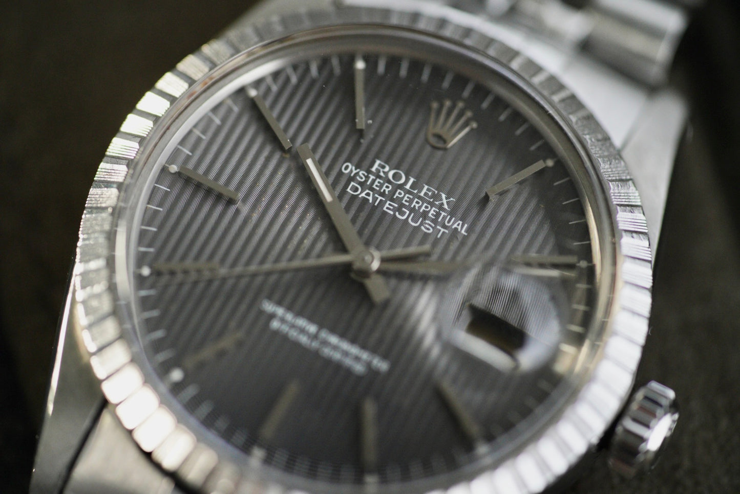 (16030) 1980 Rolex Datejust Grey Tapestry Dial 36mm