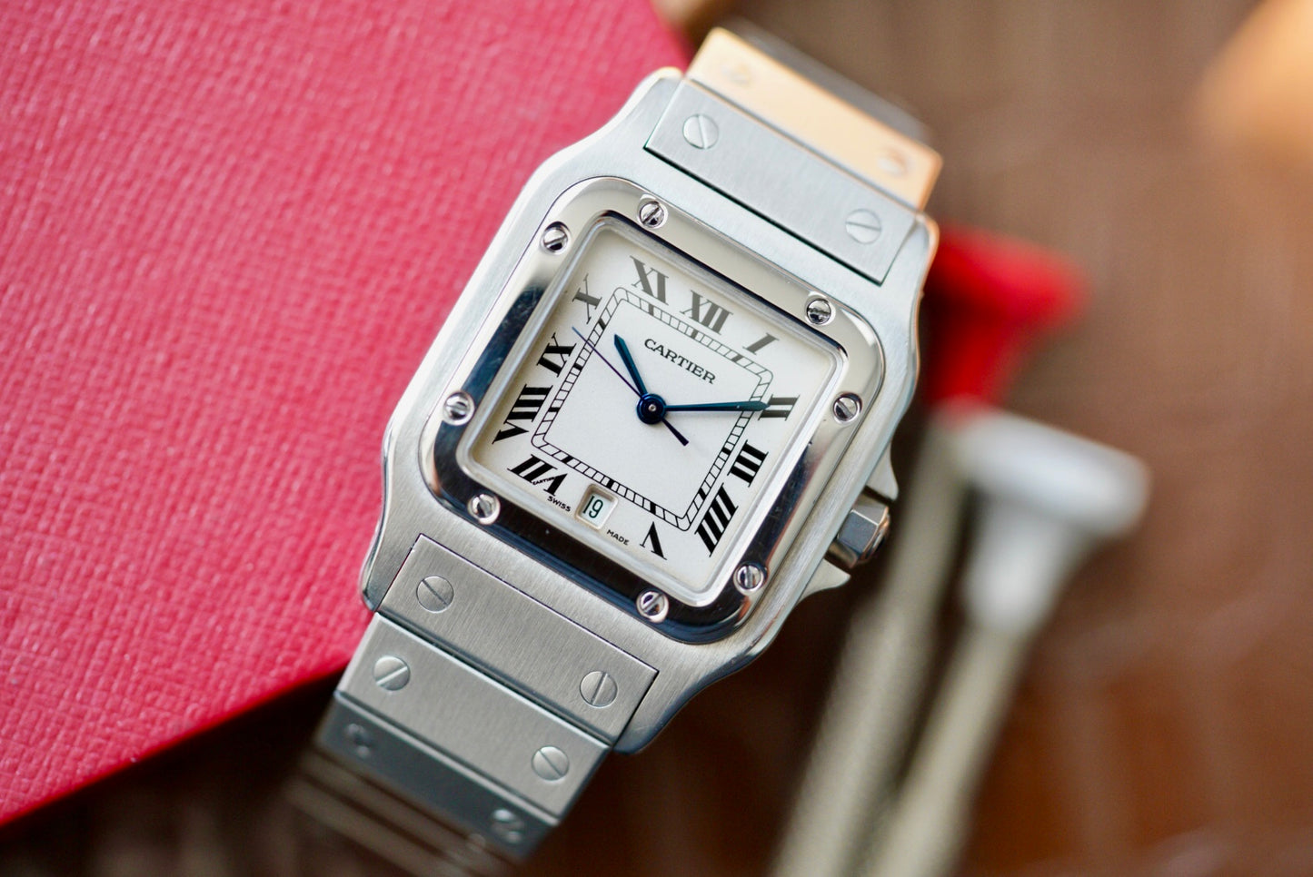 (987901) Cartier Santos Galbée Quartz White/Ivory
