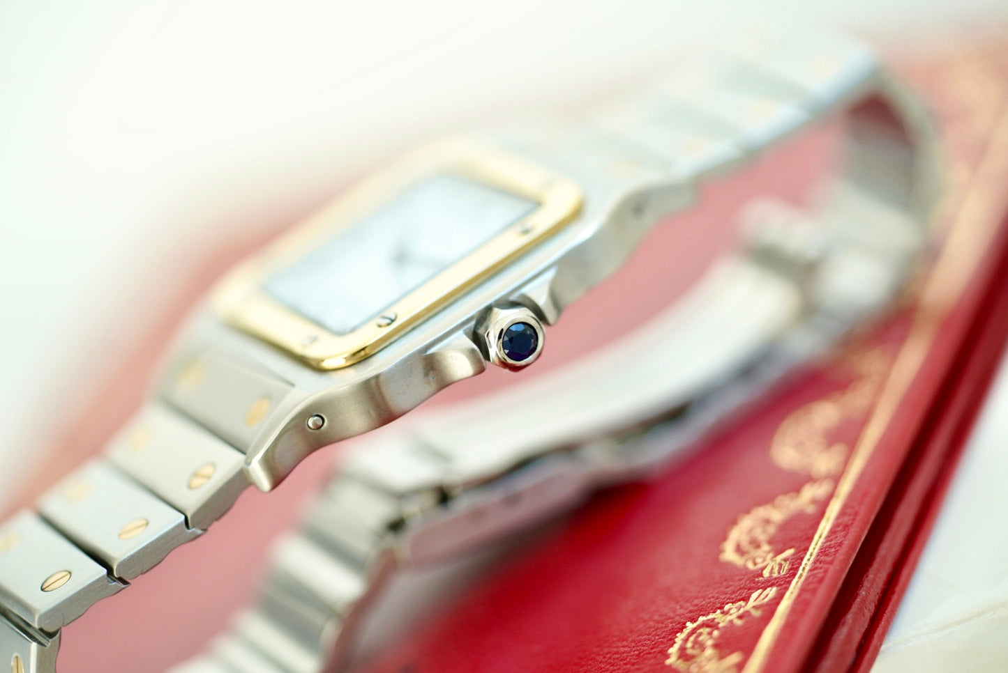 (2961) Cartier Santos Carrée Two-Tone White Dial Automatic