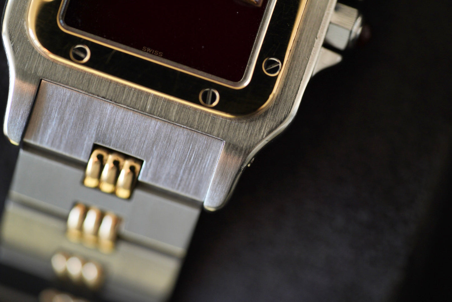 (2961) Cartier Santos Carrée Burgundy Godron