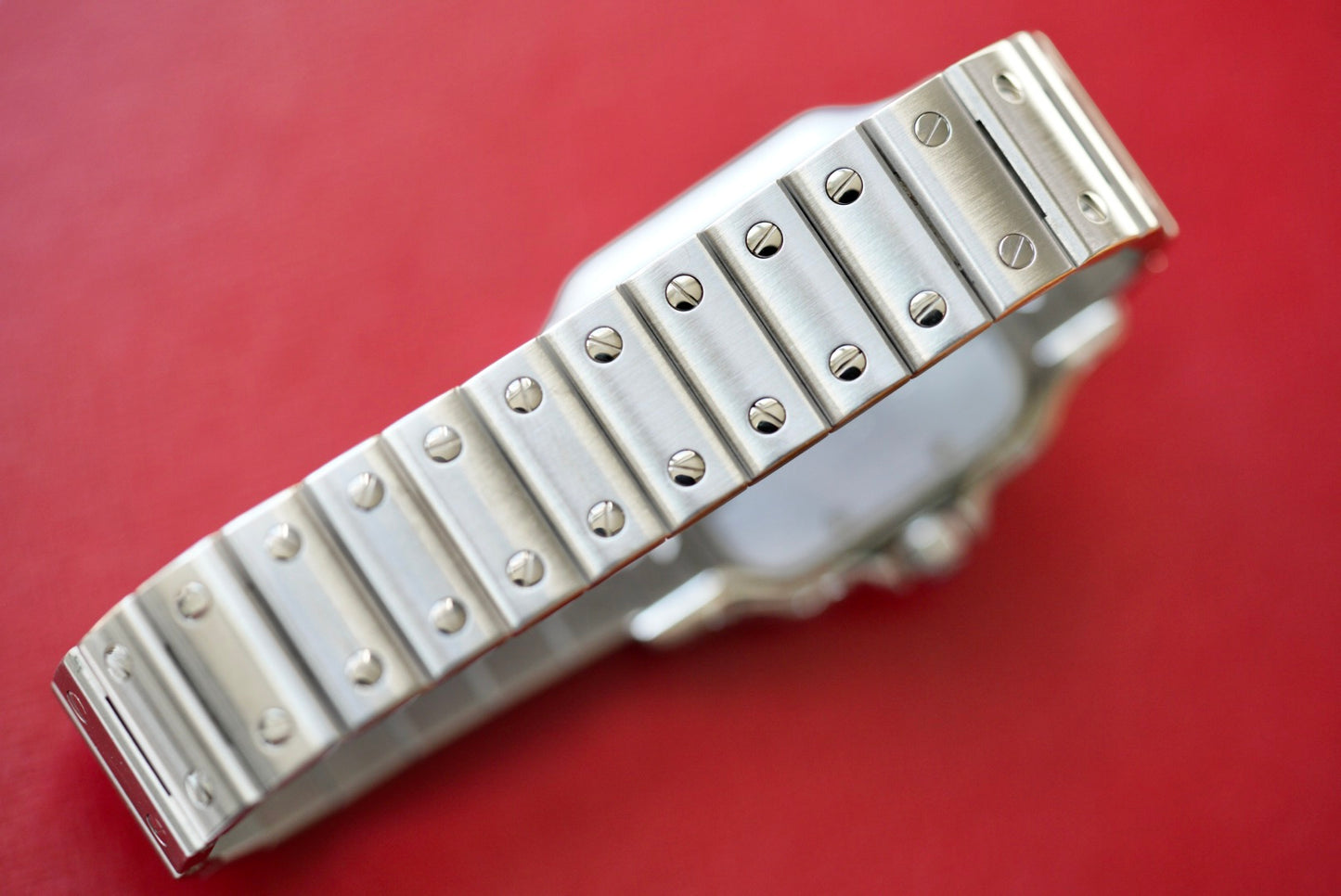 (1564) Cartier Santos Galbée Quartz Cream/Blue Roman Numeral Dial