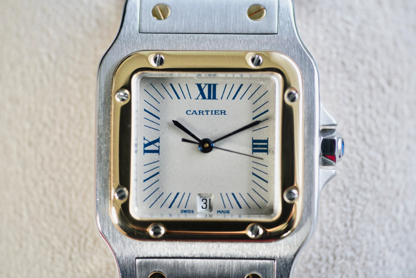(187901) Cartier Santos Galbée Radial Blue Roman Dial 29x41mm