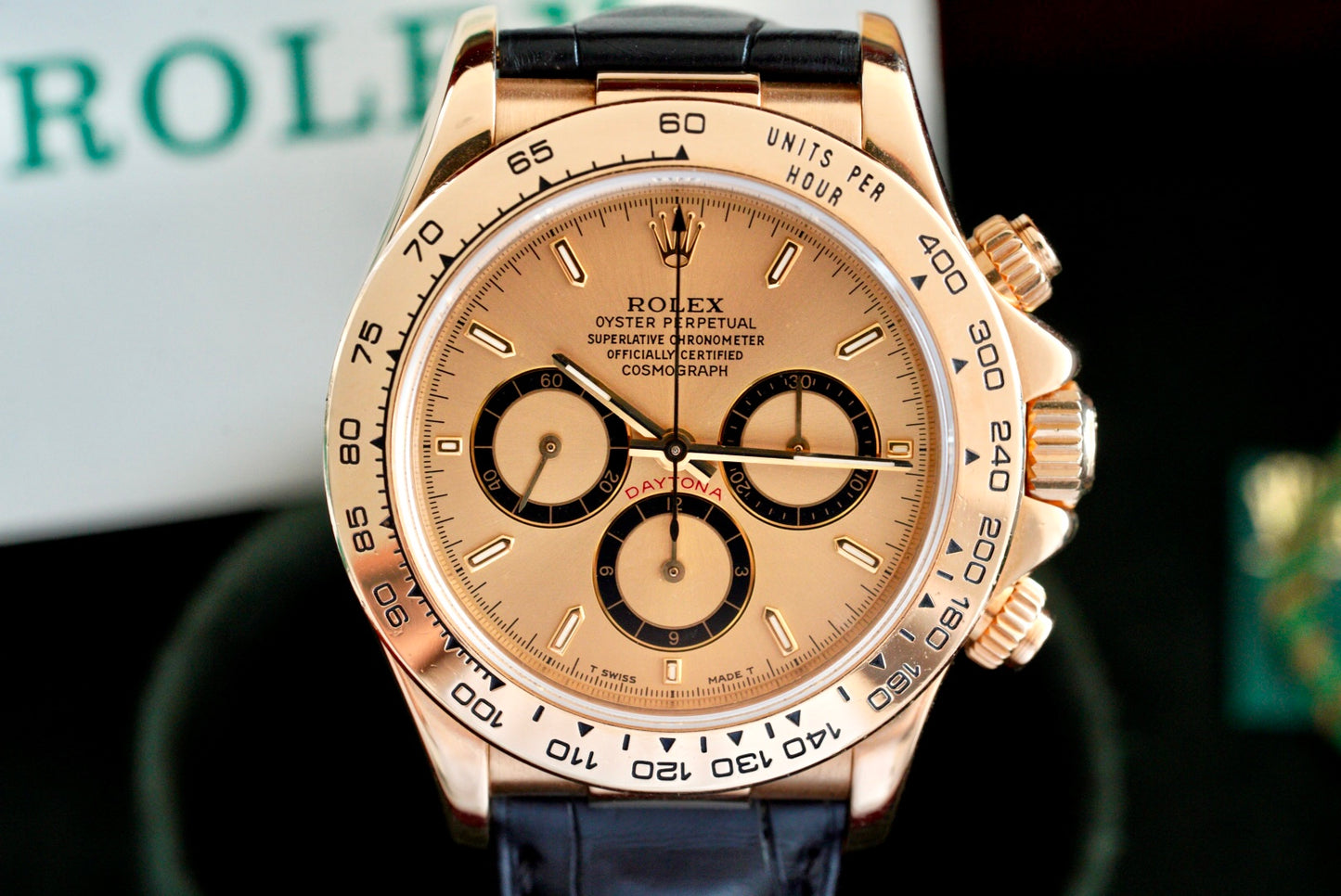 (16518) 1991 Rolex Daytona Zenith 18K Yellow Gold Champagne Dial “Inverted 6” 40mm