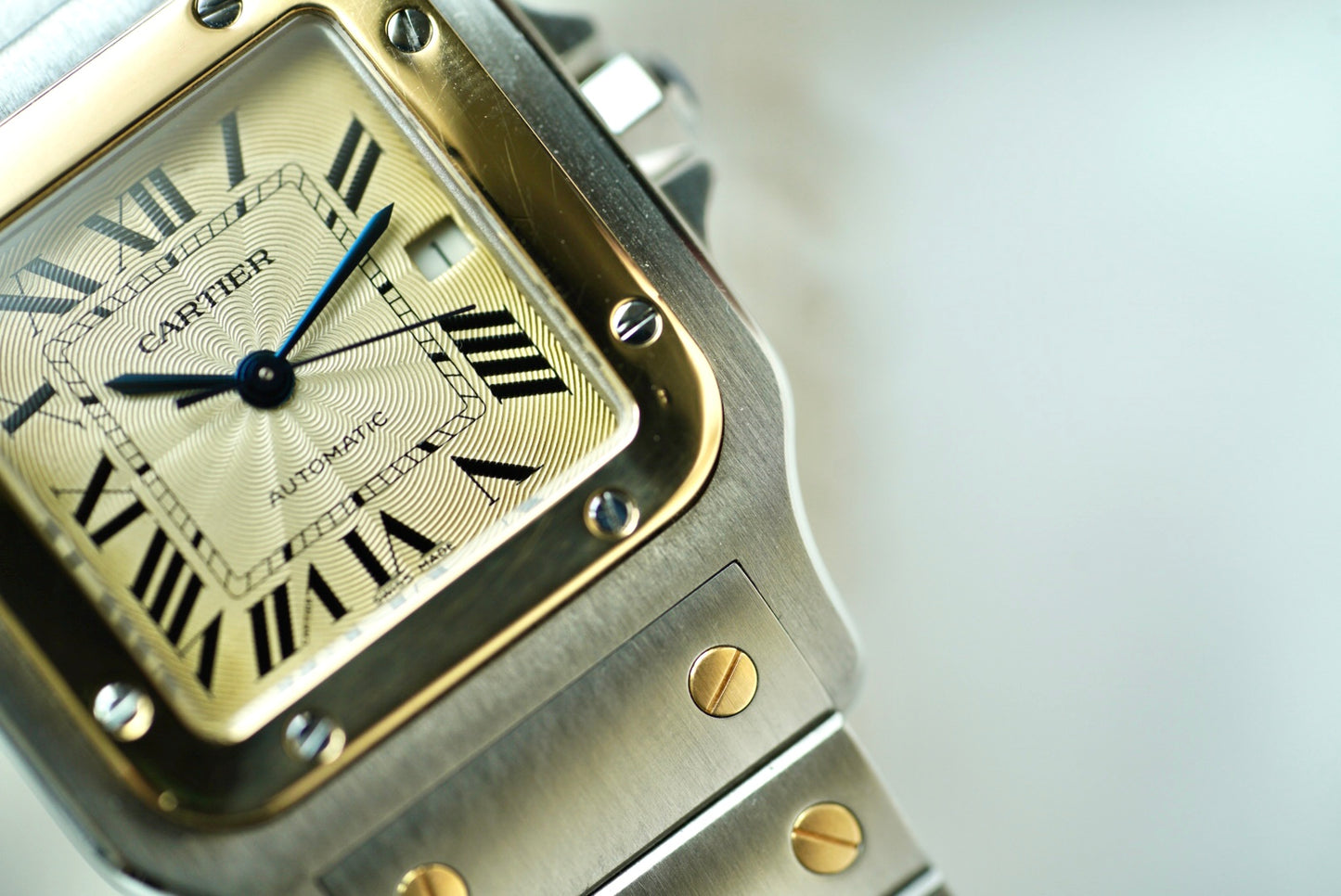 (2319) Cartier Santos Galbée ‘Roman Guilloché’
