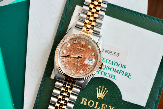 (16233) 1994 Rolex Datejust 36mm Silver ‘Salmon’ Anniversary Diamond Dial