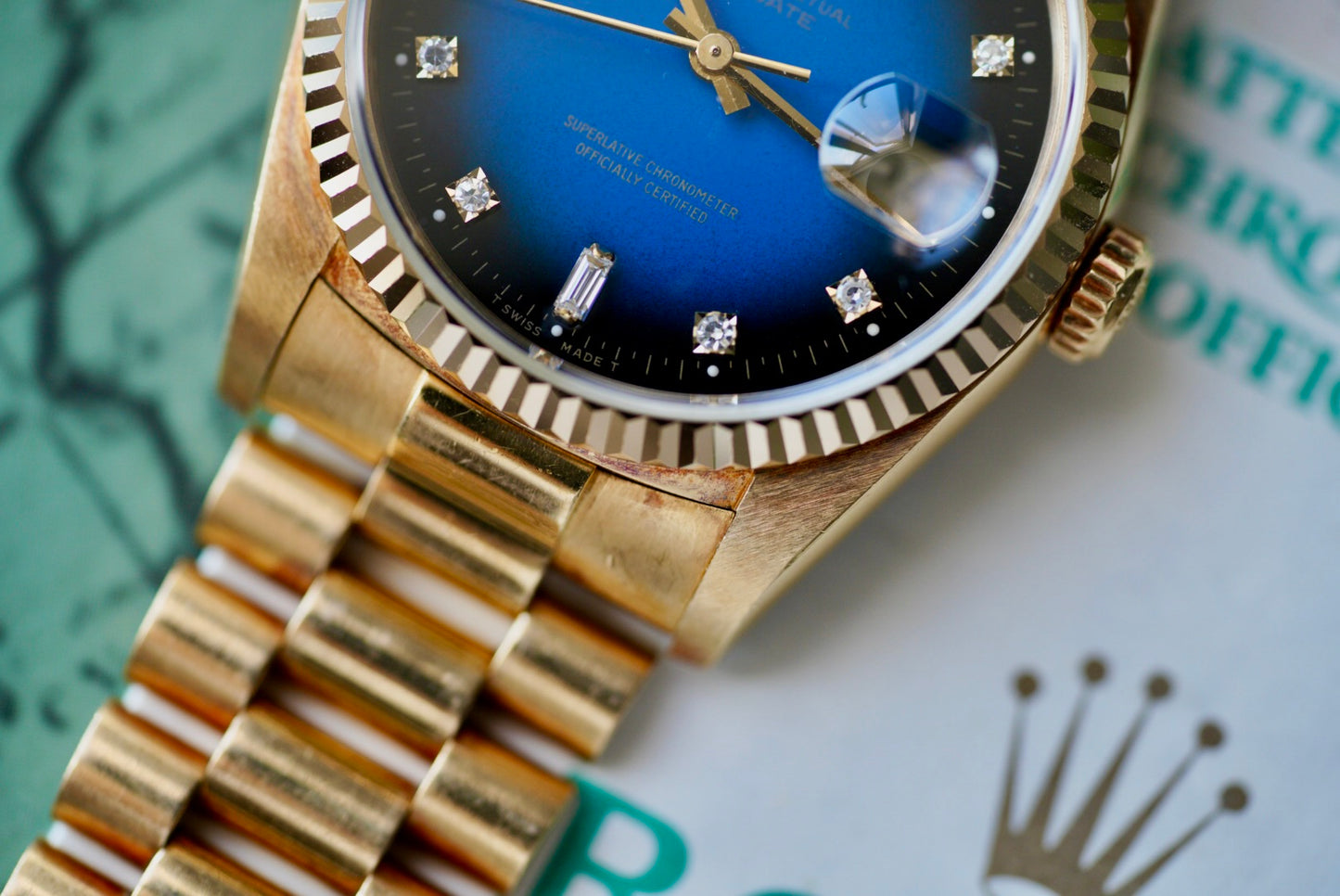 (18238) 1991 Rolex Day-Date “Blue Vignette”