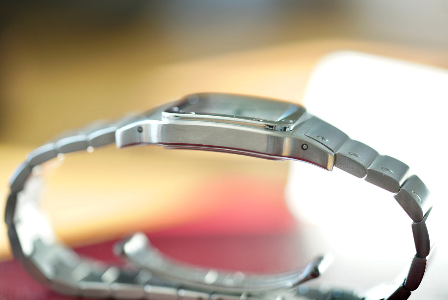 (1564) Cartier Santos Galbée Quartz Cream/Blue Roman Numeral Dial