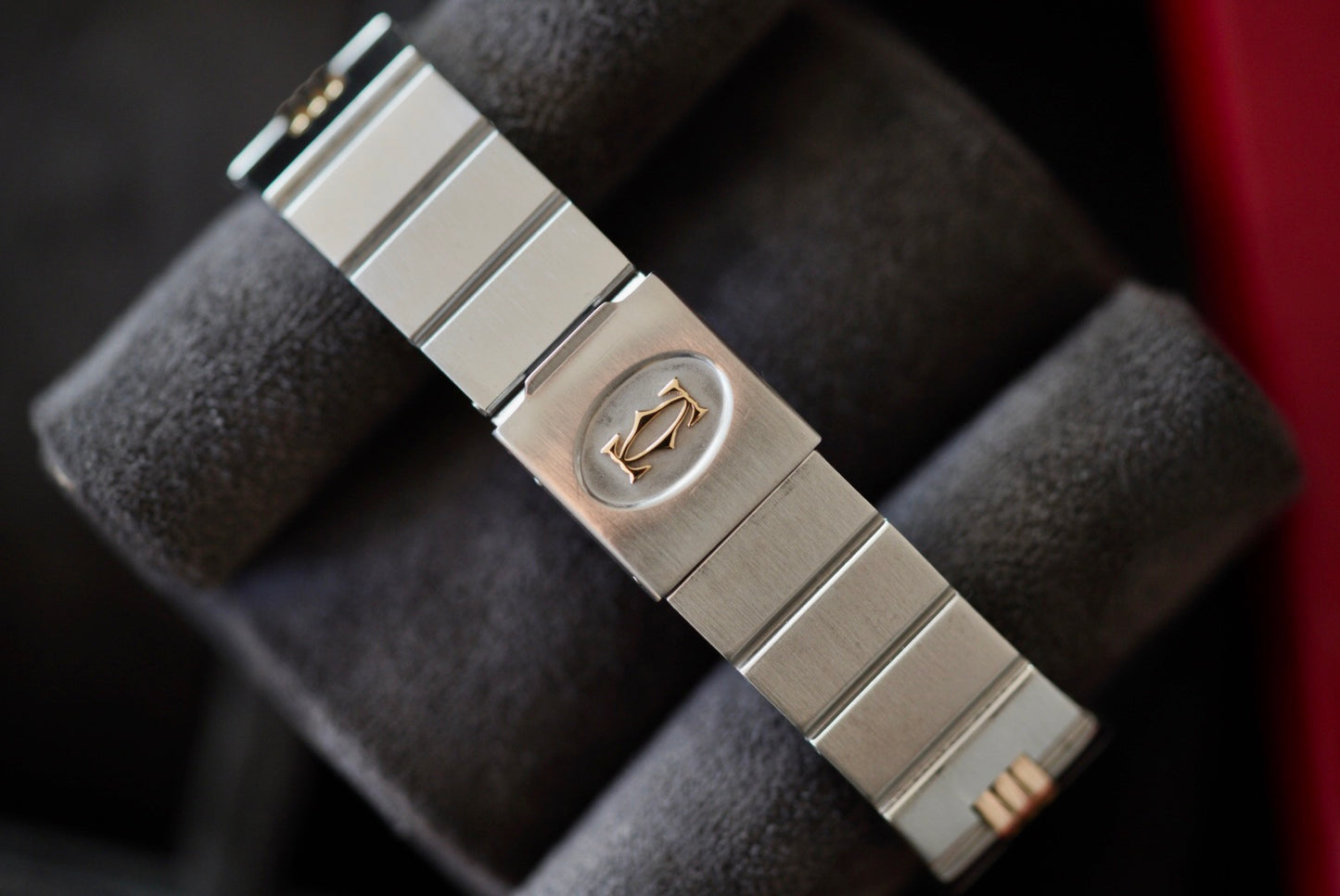 (2961) Cartier Santos Carrée Burgundy Godron