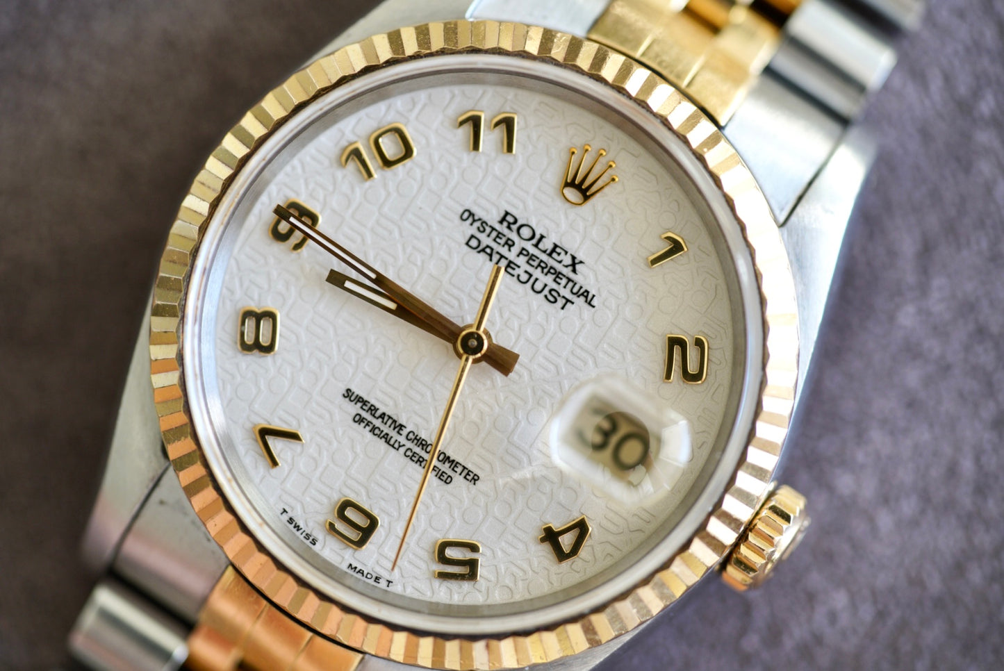 (16233) 1990 Rolex Datejust 36mm Ivory Anniversary Arabic Dial