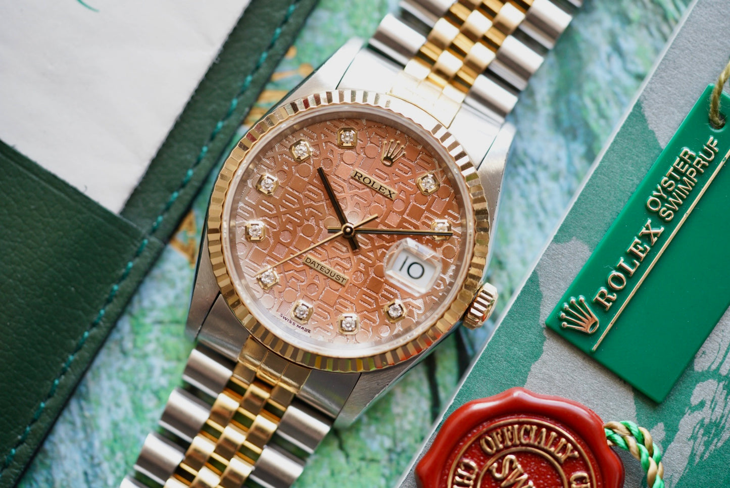 (16233) 1993 Rolex Datejust 36mm Tropical Silver Anniversary Diamond Dial