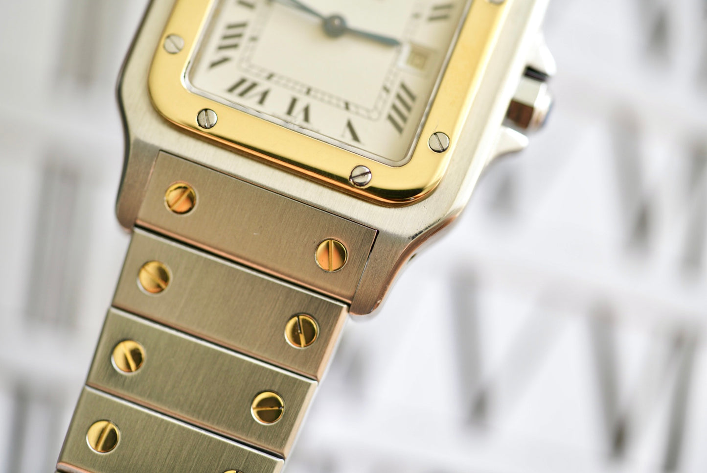 (2961) Cartier Santos Carrée Large 29mm Ivory/White Dial