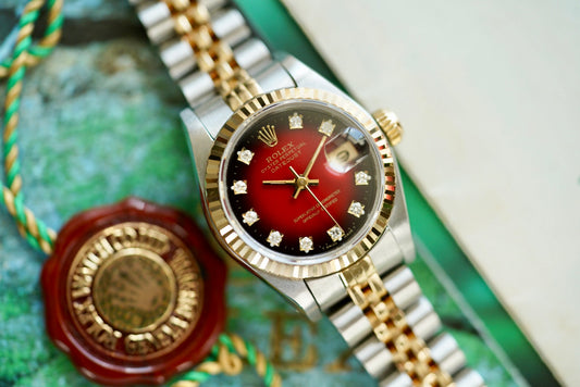 (69173) 1991 Rolex Datejust 26mm Factory “Red Vignette” Diamond Dial