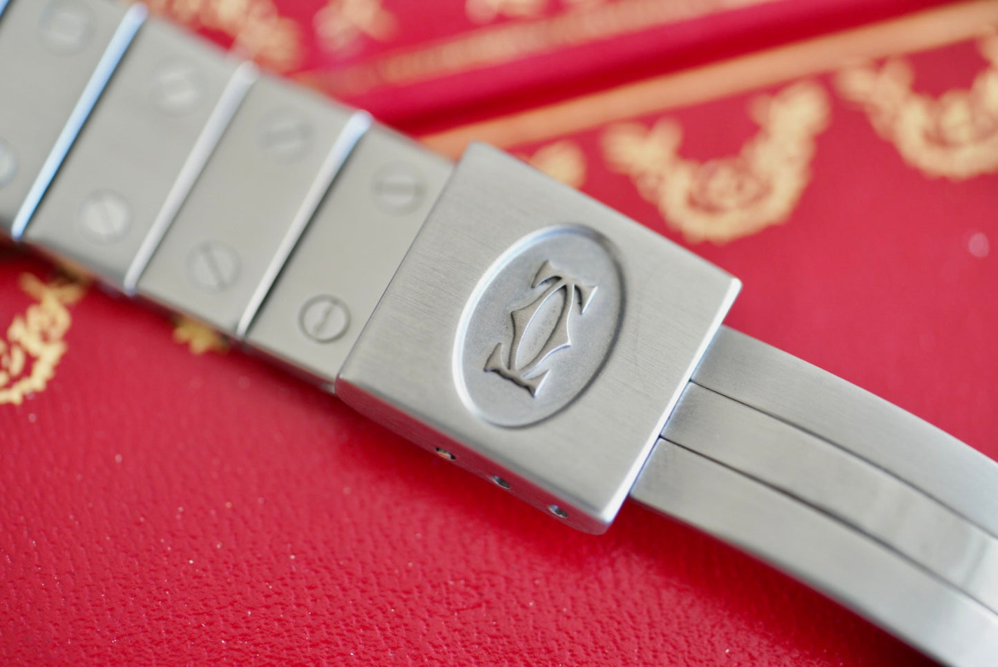 (2965) Cartier Santos Octagon 30mm Burgundy Dial Automatic