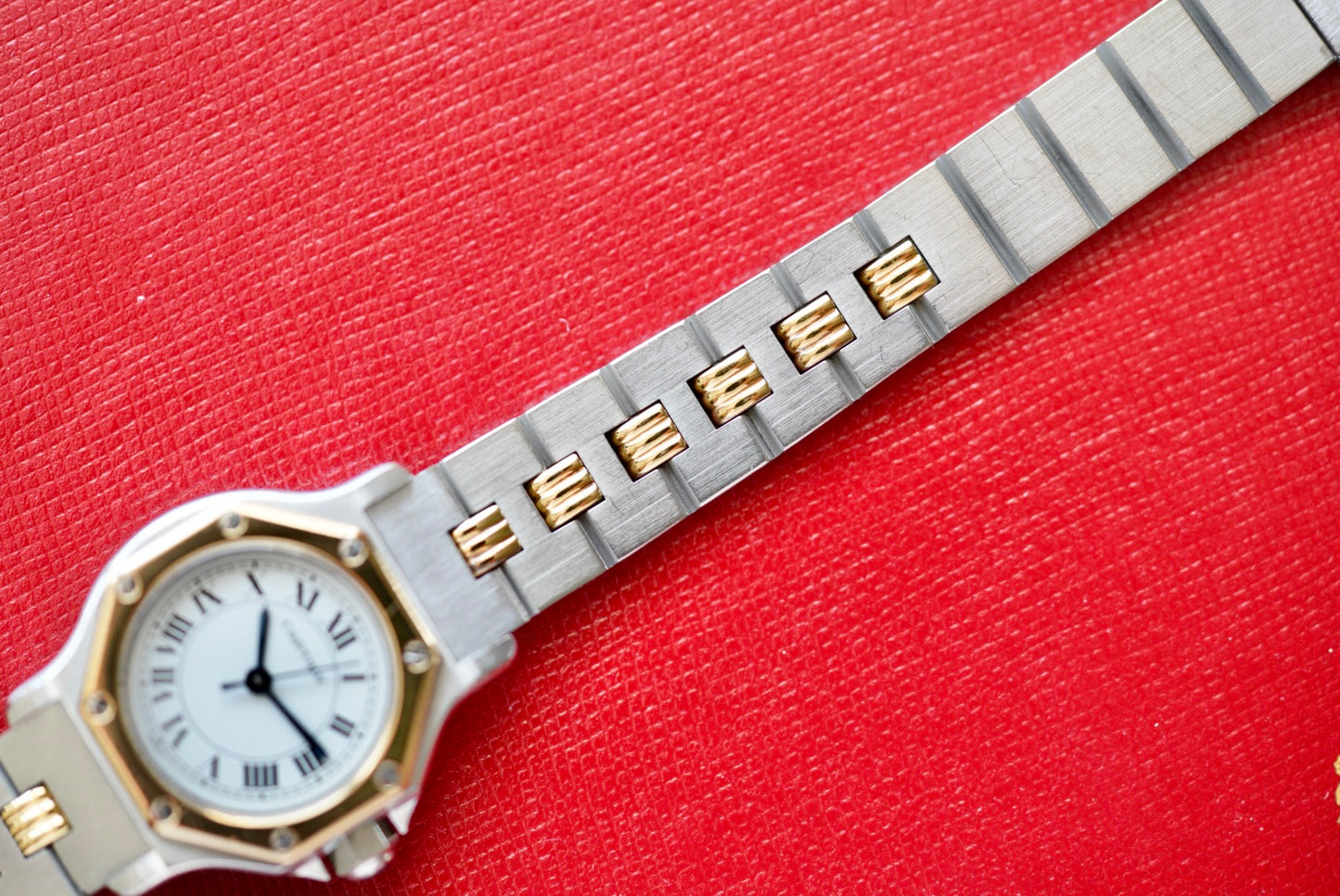 (0907) 1980s Cartier Santos Octagon Godron 24mm Automatic