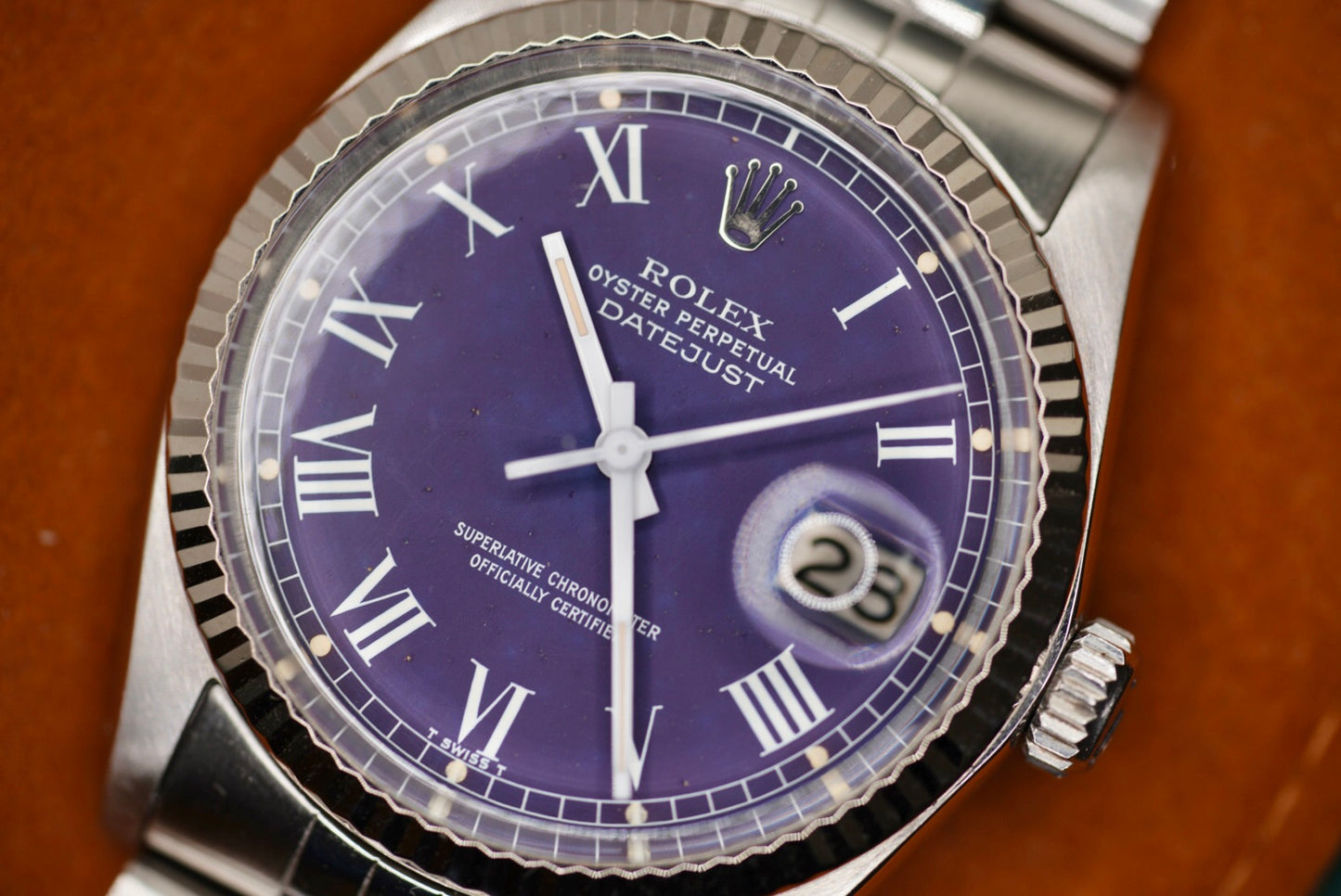 (16014) 1977 Rolex Datejust 'Purple Buckley' Dial 36mm