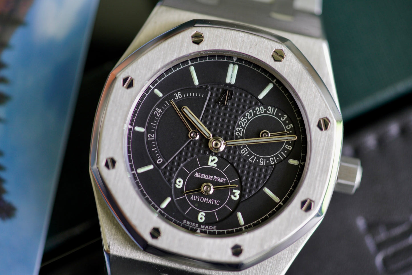 (25730ST) Late 90s Audemars Piguet Royal Oak Dual Time Black Dial 36mm