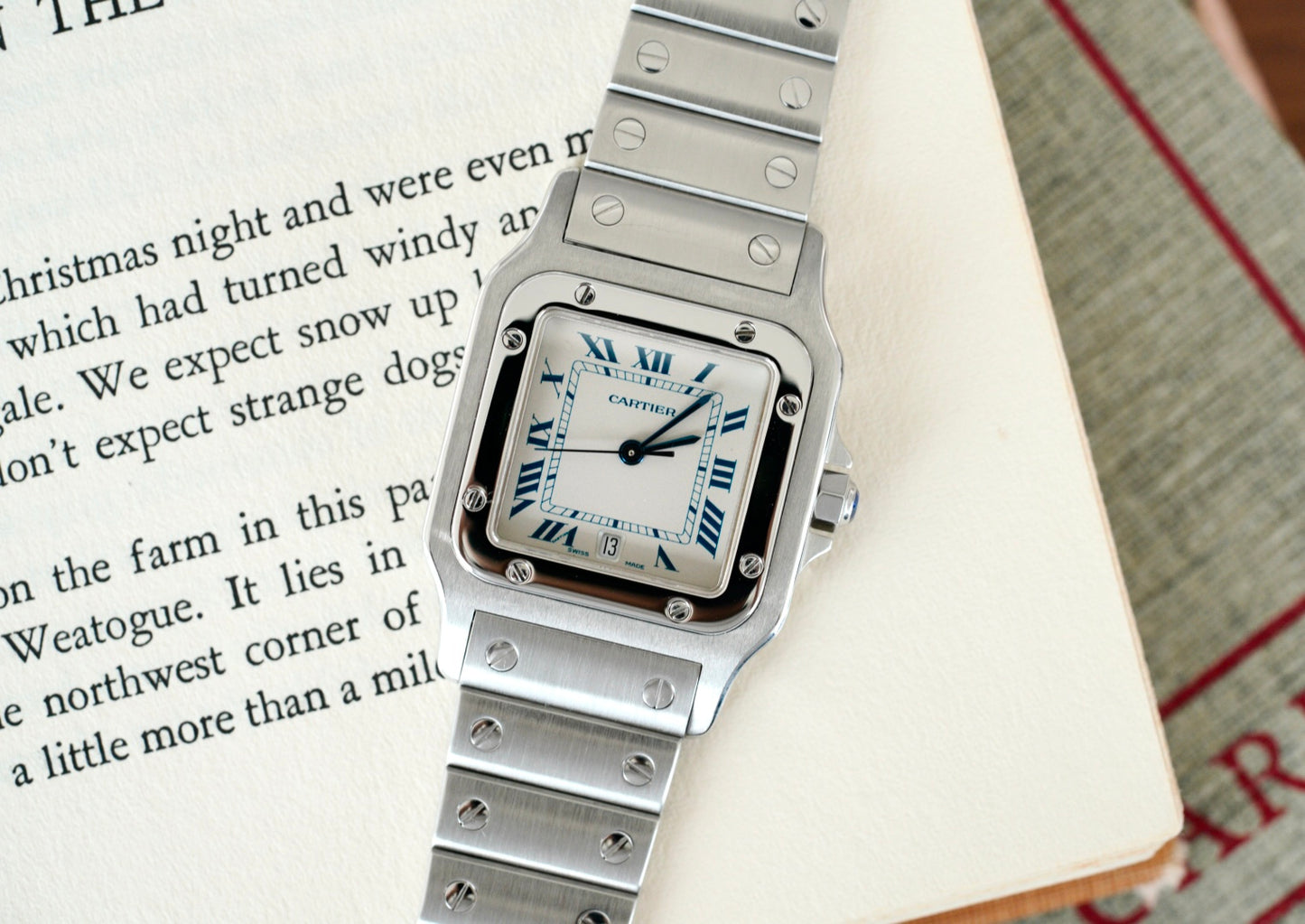 (1564) Cartier Santos Galbée ‘Cream Roman’ 29x41mm