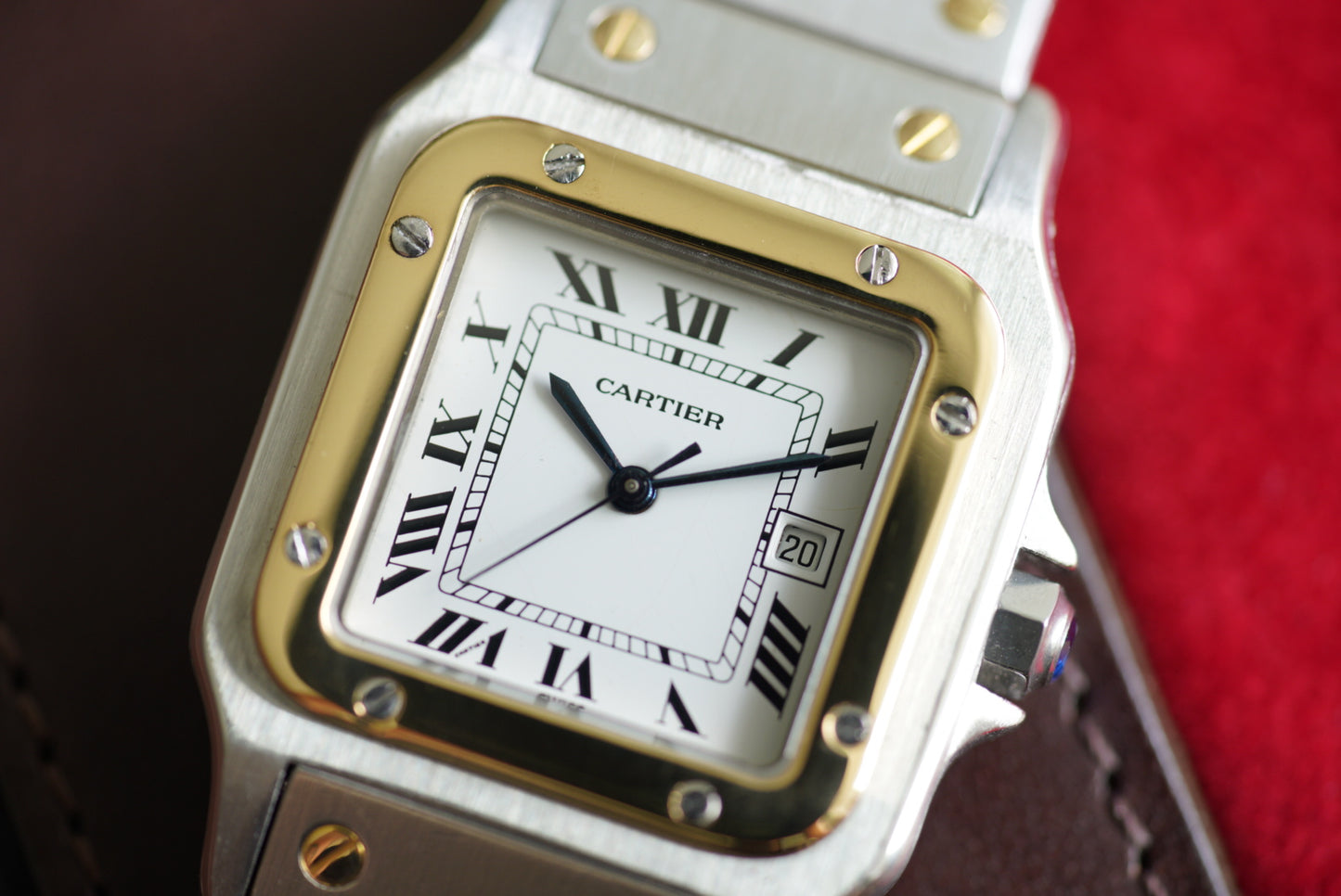 (2961) Cartier Santos Carrée White Spider Dial Large 29mm