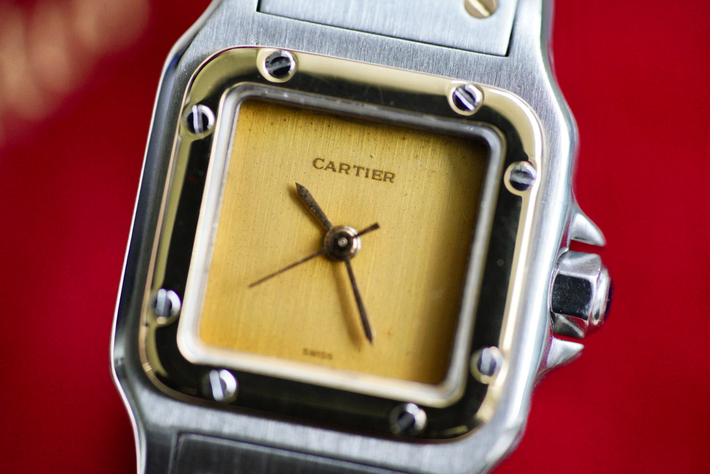 (0902) Cartier Santos Carrée 24mm ‘Golden Ghost’ Dial
