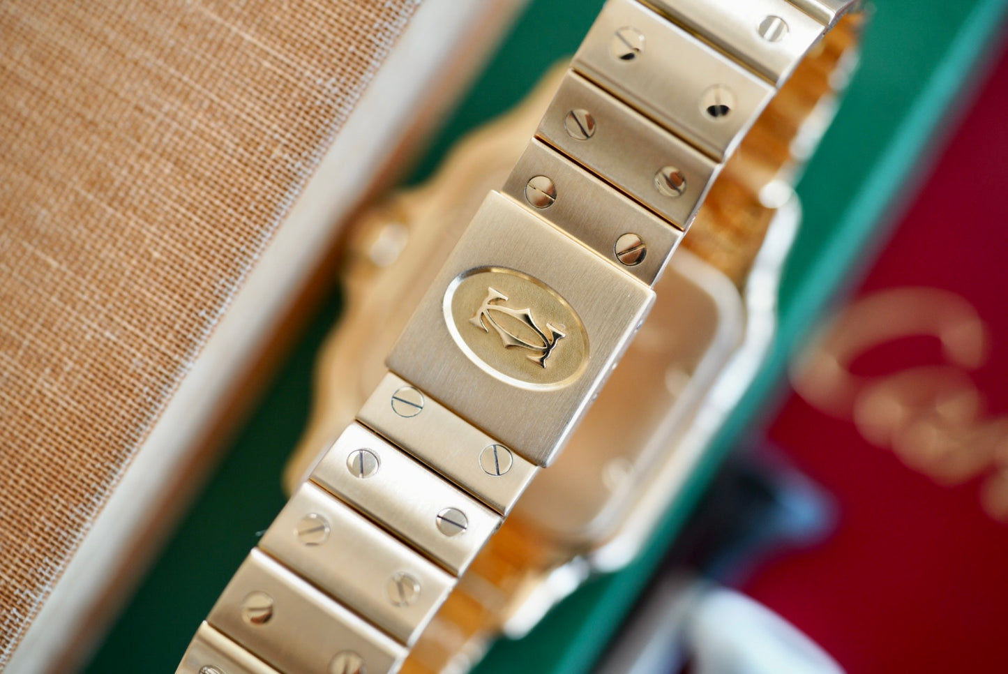 (819904) Cartier Santos Galbée Moonphase 18k Yellow Gold