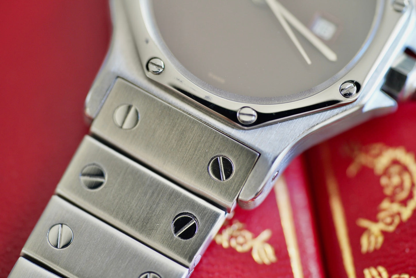 (2965) Cartier Santos Octagon 30mm Burgundy Dial Automatic