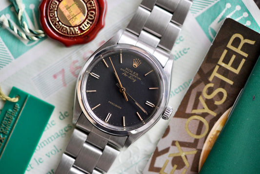 (5500) 1983 Rolex Air-King 34mm Black Dial Gold Markers