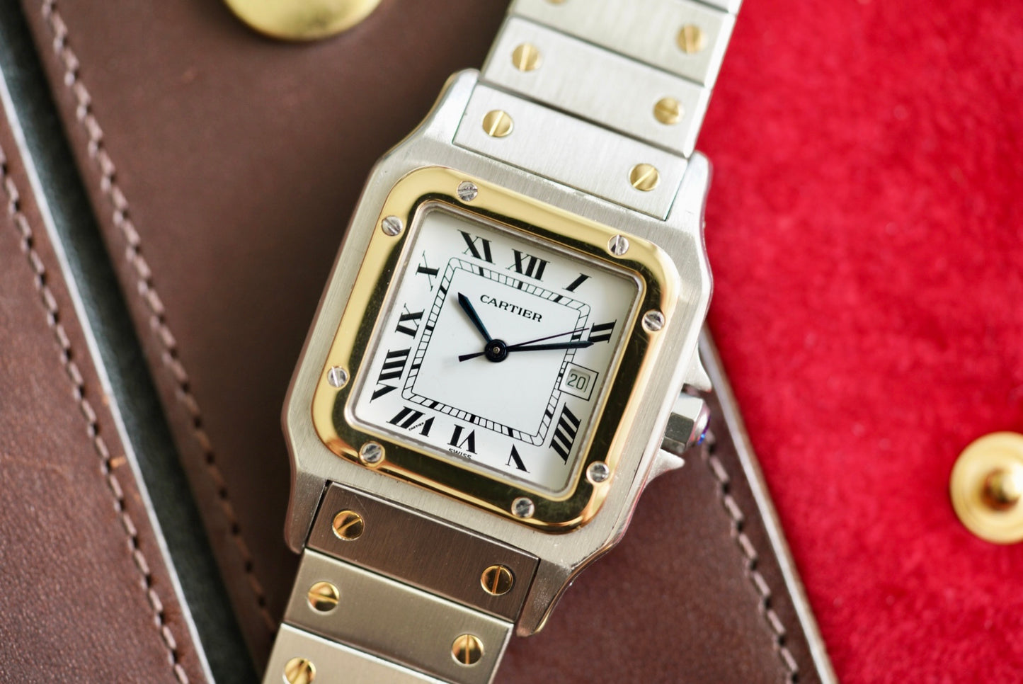 (2961) Cartier Santos Carrée White Spider Dial Large 29mm