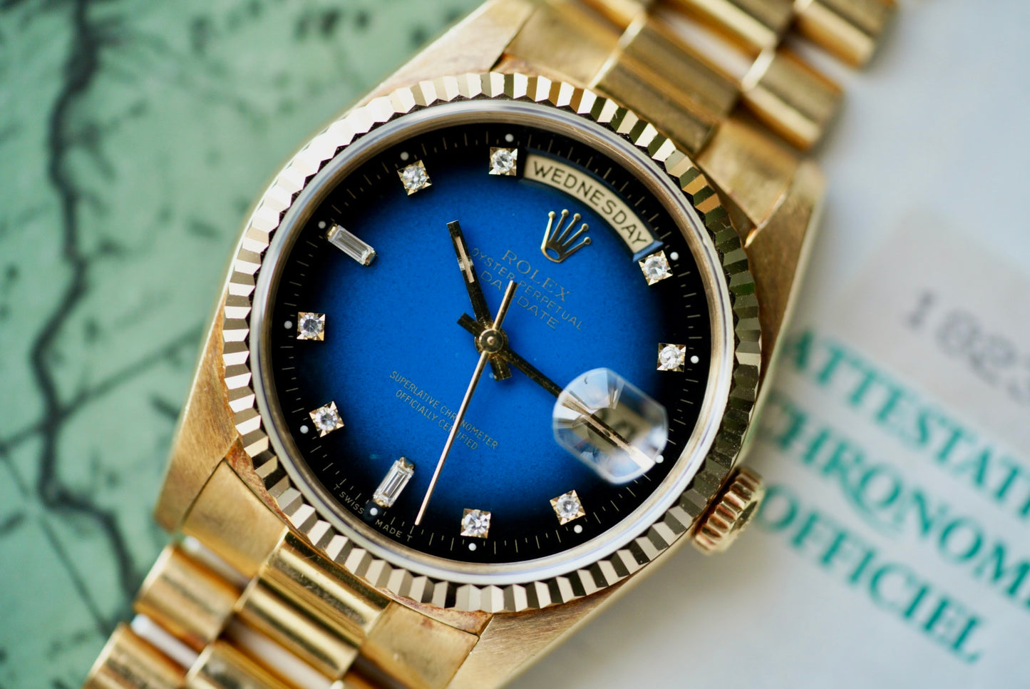 (18238) 1991 Rolex Day-Date “Blue Vignette”