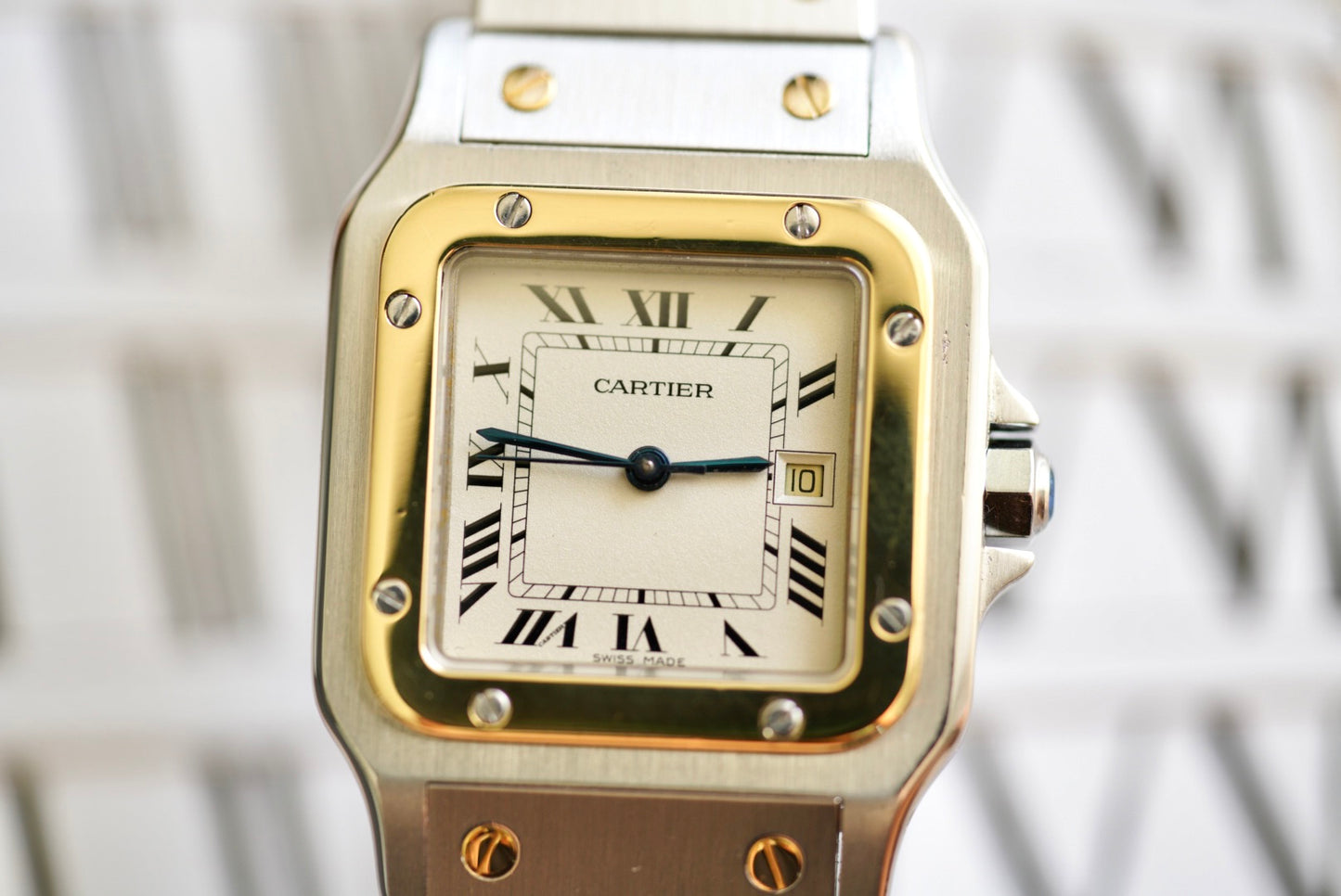 (2961) Cartier Santos Carrée Large 29mm Ivory/White Dial