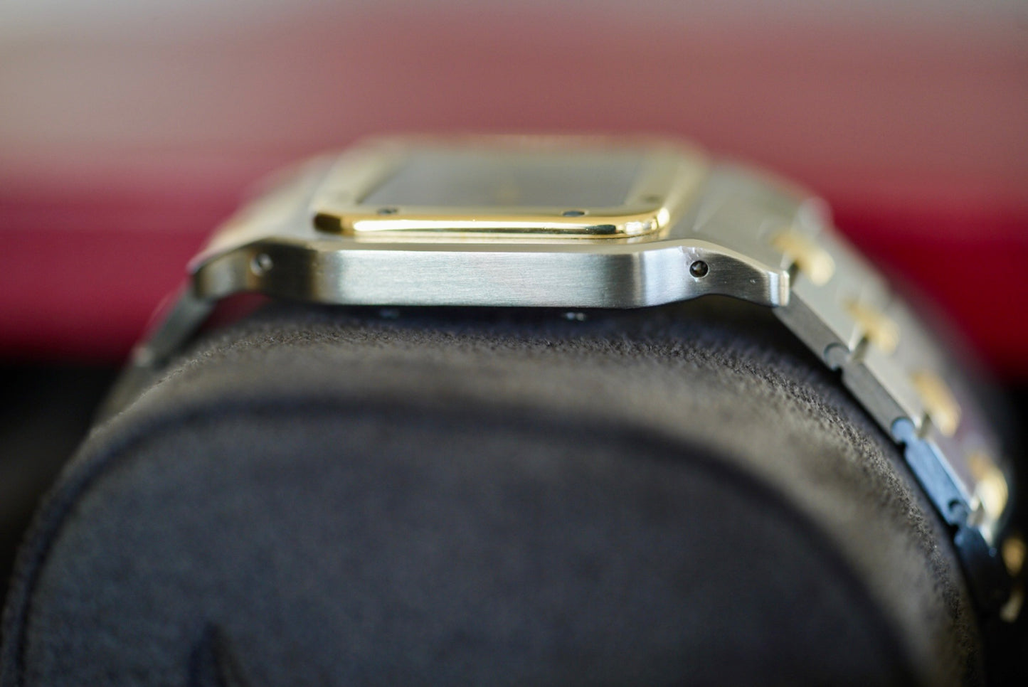 (2961) Cartier Santos Carrée Burgundy Godron