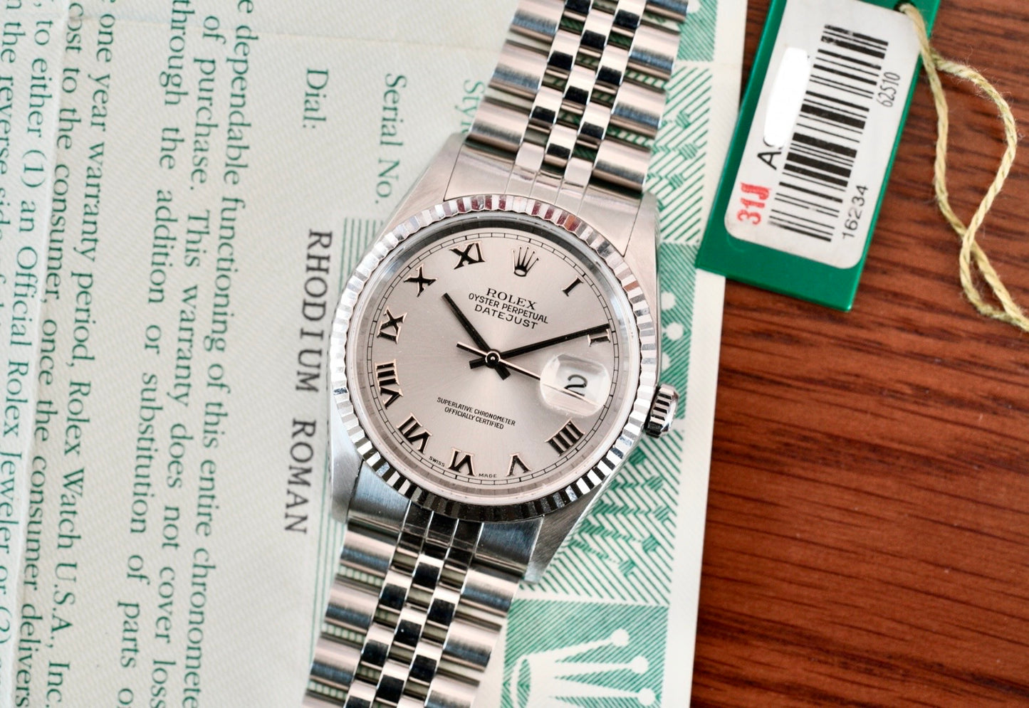(16234) 1999 Rolex Datejust 36mm ‘Rhodium Roman’