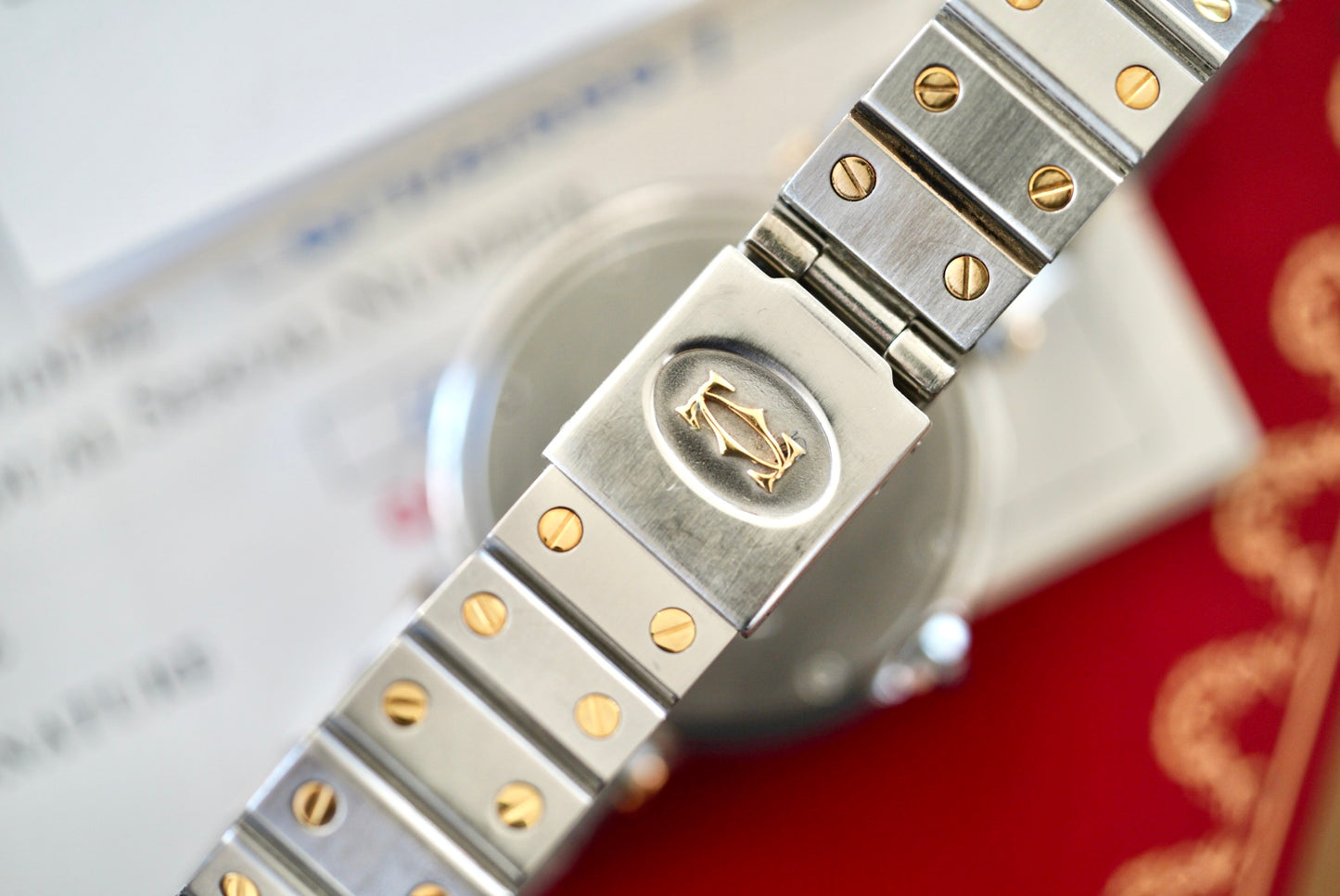 (8192) Cartier Santos Vendome Ghost Dial 32mm Quartz 18K/SS