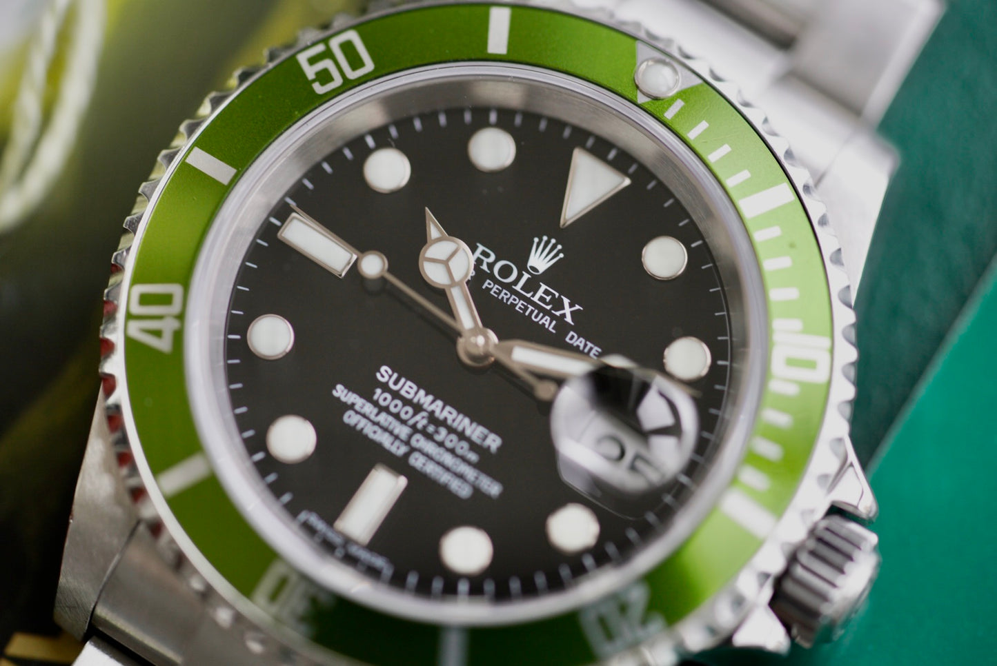(16610LV) 2007 Rolex Submariner Date “Kermit” B3 Lime Bezel