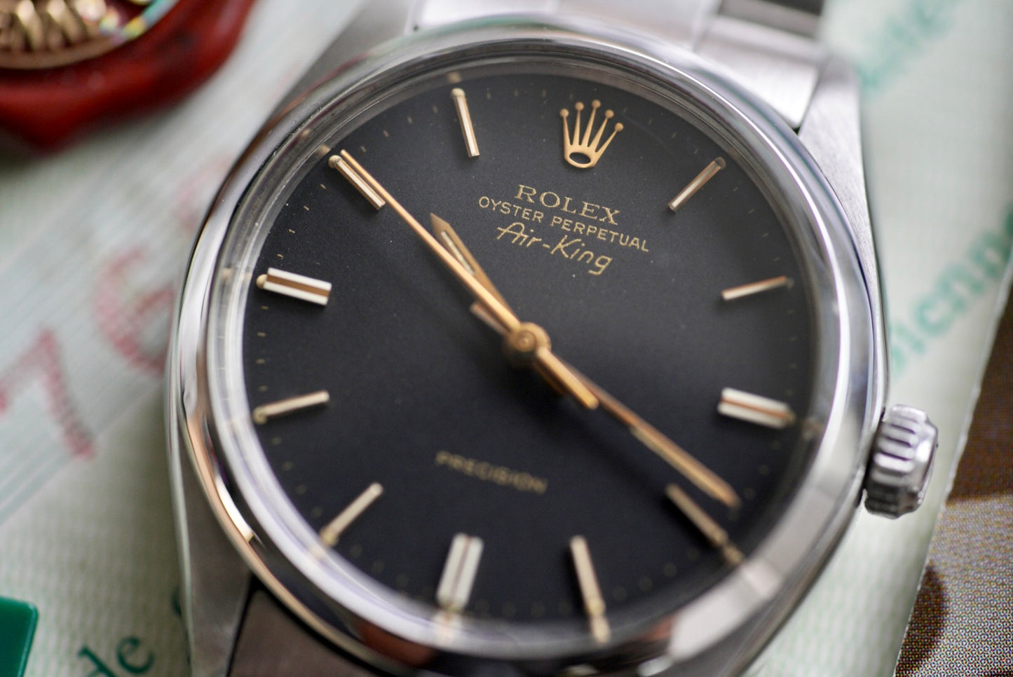 (5500) 1983 Rolex Air-King 34mm Black Dial Gold Markers