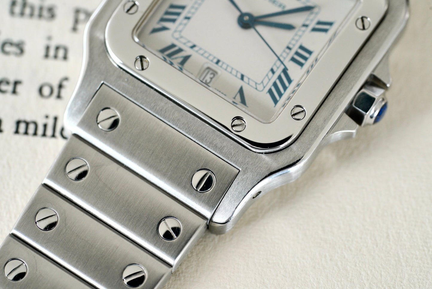 (1564) Cartier Santos Galbée ‘Cream Roman’ 29x41mm