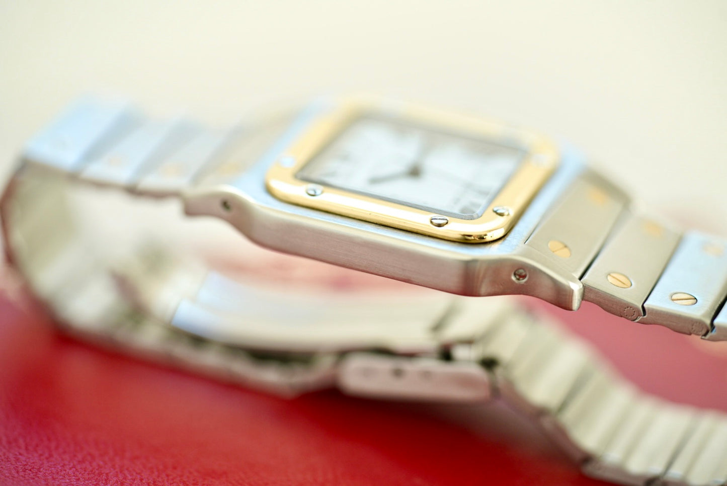 (2961) Cartier Santos Carrée Two-Tone White Dial Automatic
