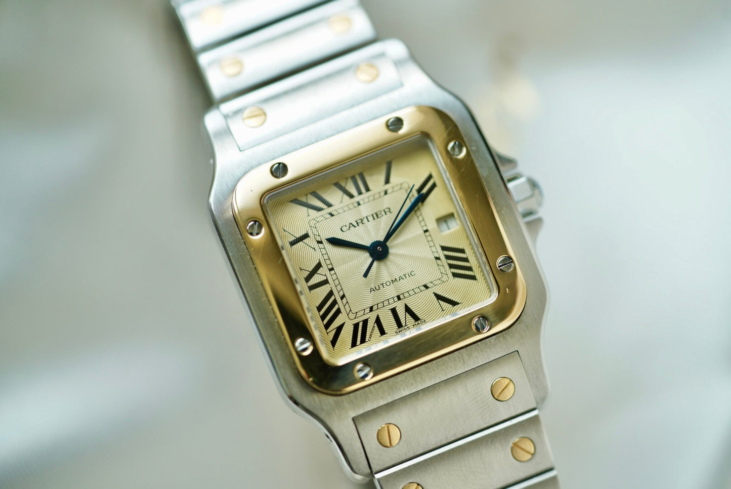 (2319) Cartier Santos Galbée ‘Roman Guilloché’