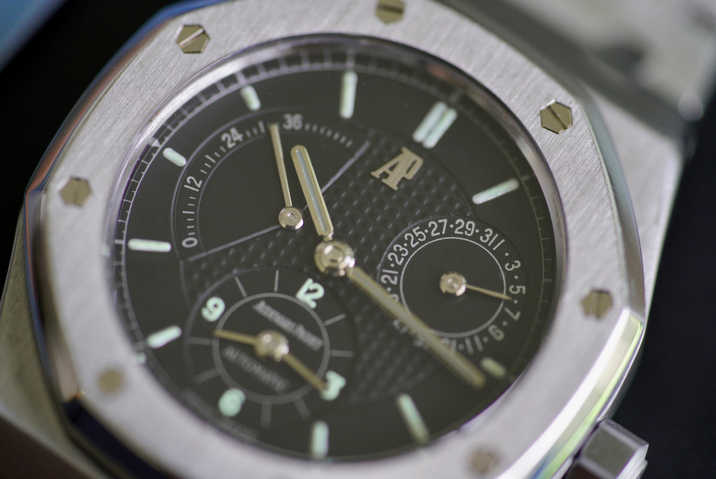 (25730ST) Late 90s Audemars Piguet Royal Oak Dual Time Black Dial 36mm