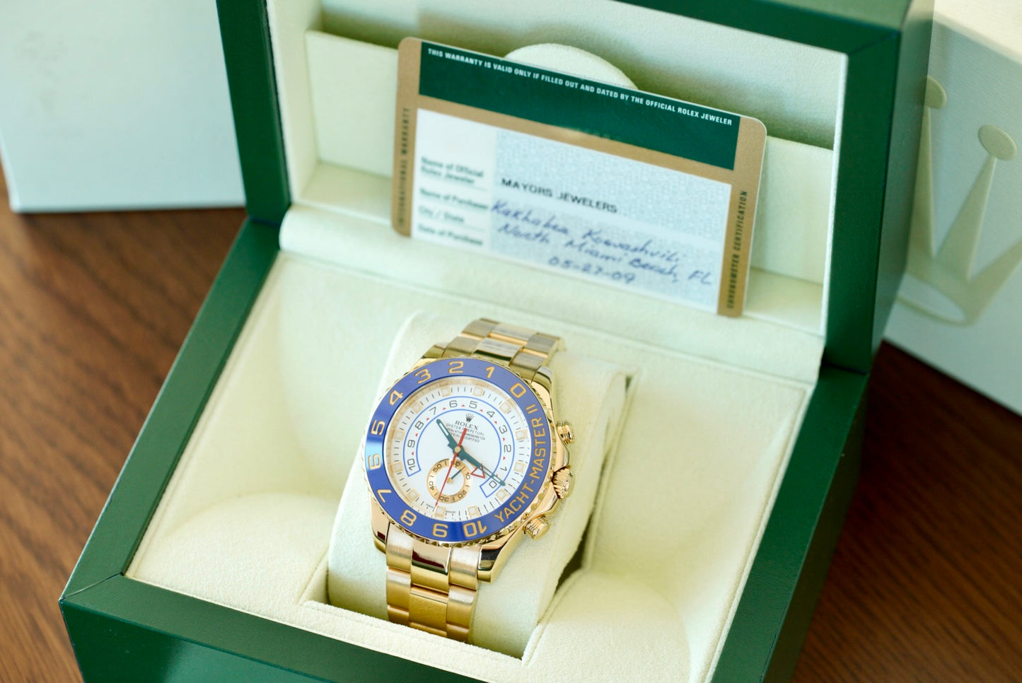 (116688) 2009 Rolex Yacht-Master II Yellow Gold White Index Dial 44mm