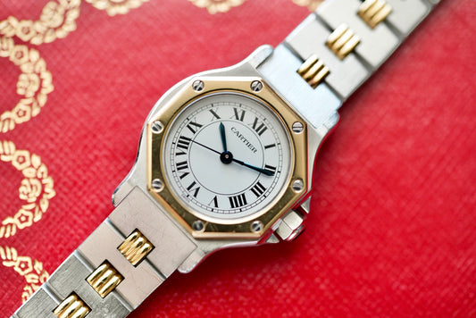 (0907) 1980s Cartier Santos Octagon Godron 24mm Automatic