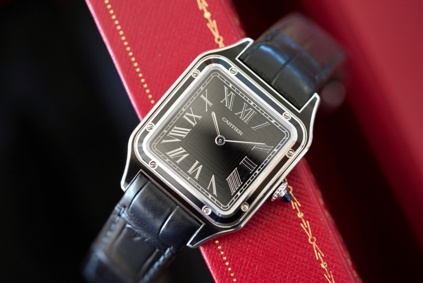 (WSSA0046) 2024 Cartier Santos Dumont Black Lacquer